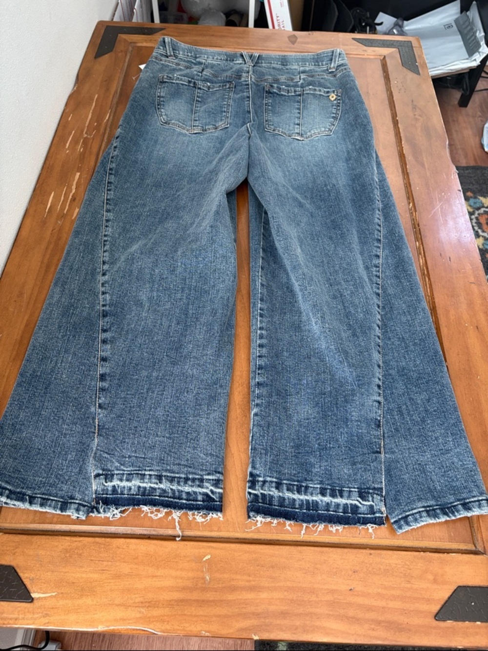 Democracy NWT AbSolution Skirise Wide Leg Distressed Blue Jeans Size 12 - Picture 14 of 16